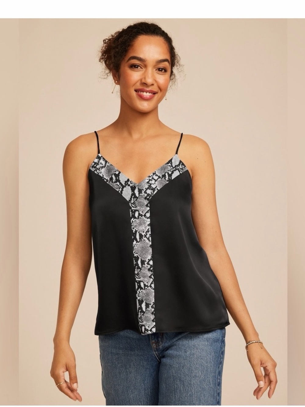 Maurices Black Cami with Snake-Print Trim
